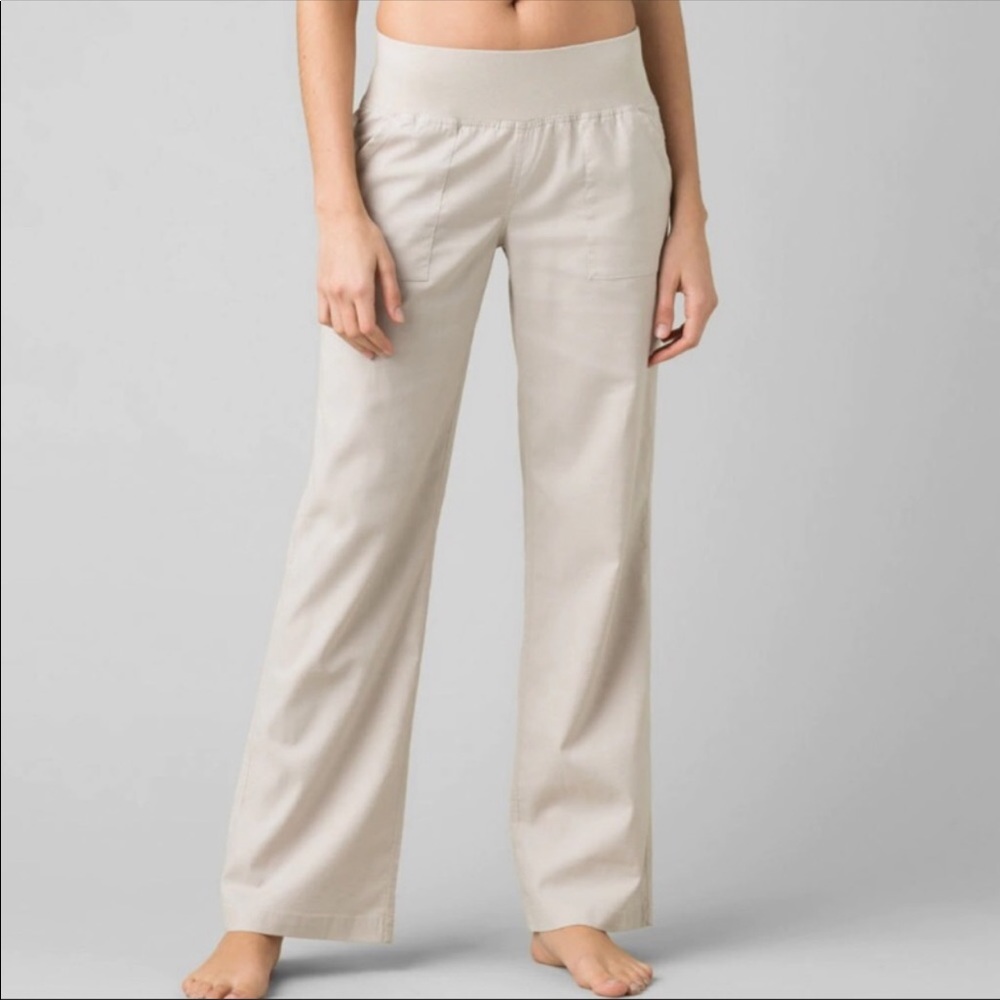 Prana Mantra Pants. Wide leg. Tan. Size M
